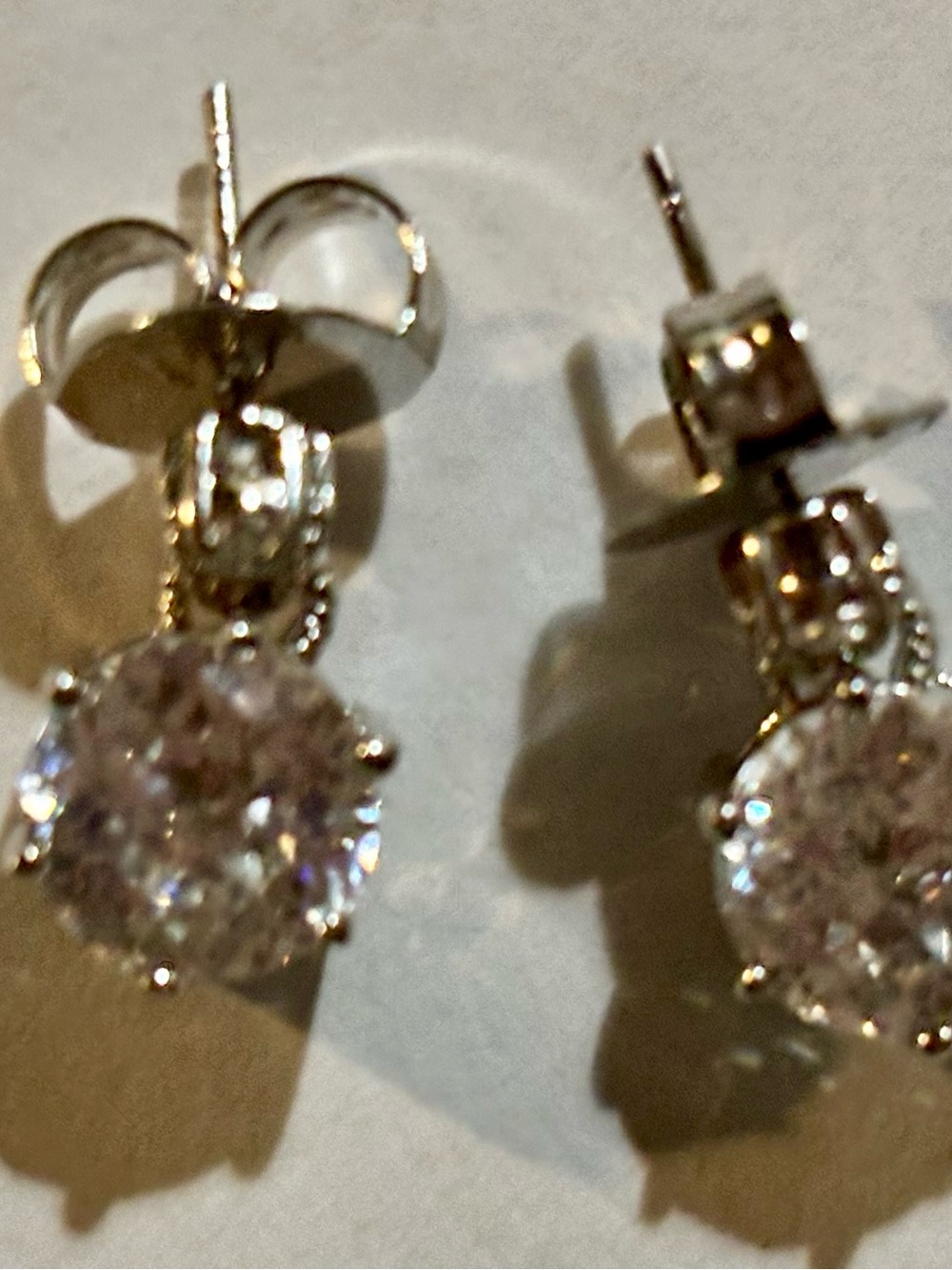 Clear Crystal Round Drop Stud Earrings in Silver-Tone - Picture 5 of 13